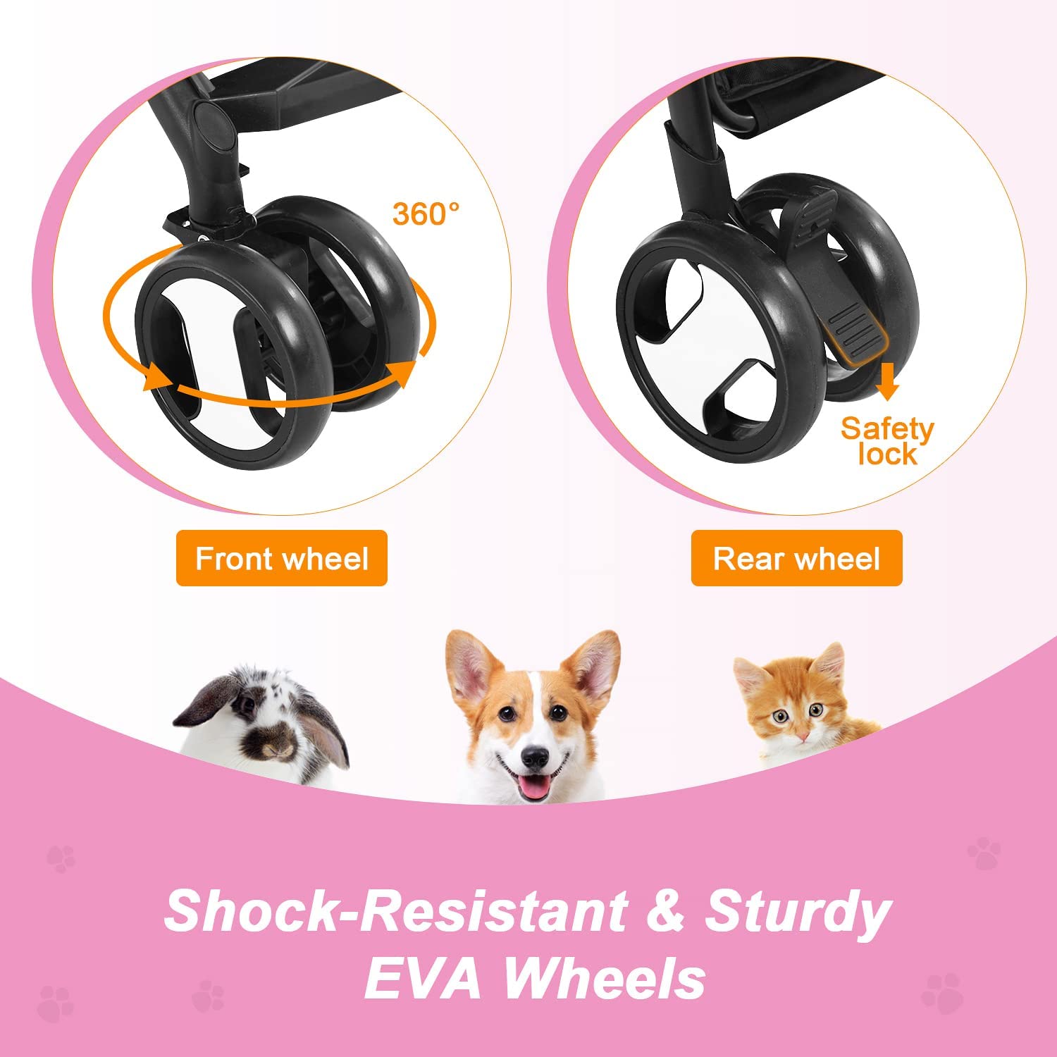 Premium 3-in-1 Foldable Waterproof Pet Stroller for Dogs & Cats - Lightweight Travel & Jogging Carrier for Small/Medium Pets (Pink) | Perfect for Park Walks, Vet Visits & Outdoor Adventures