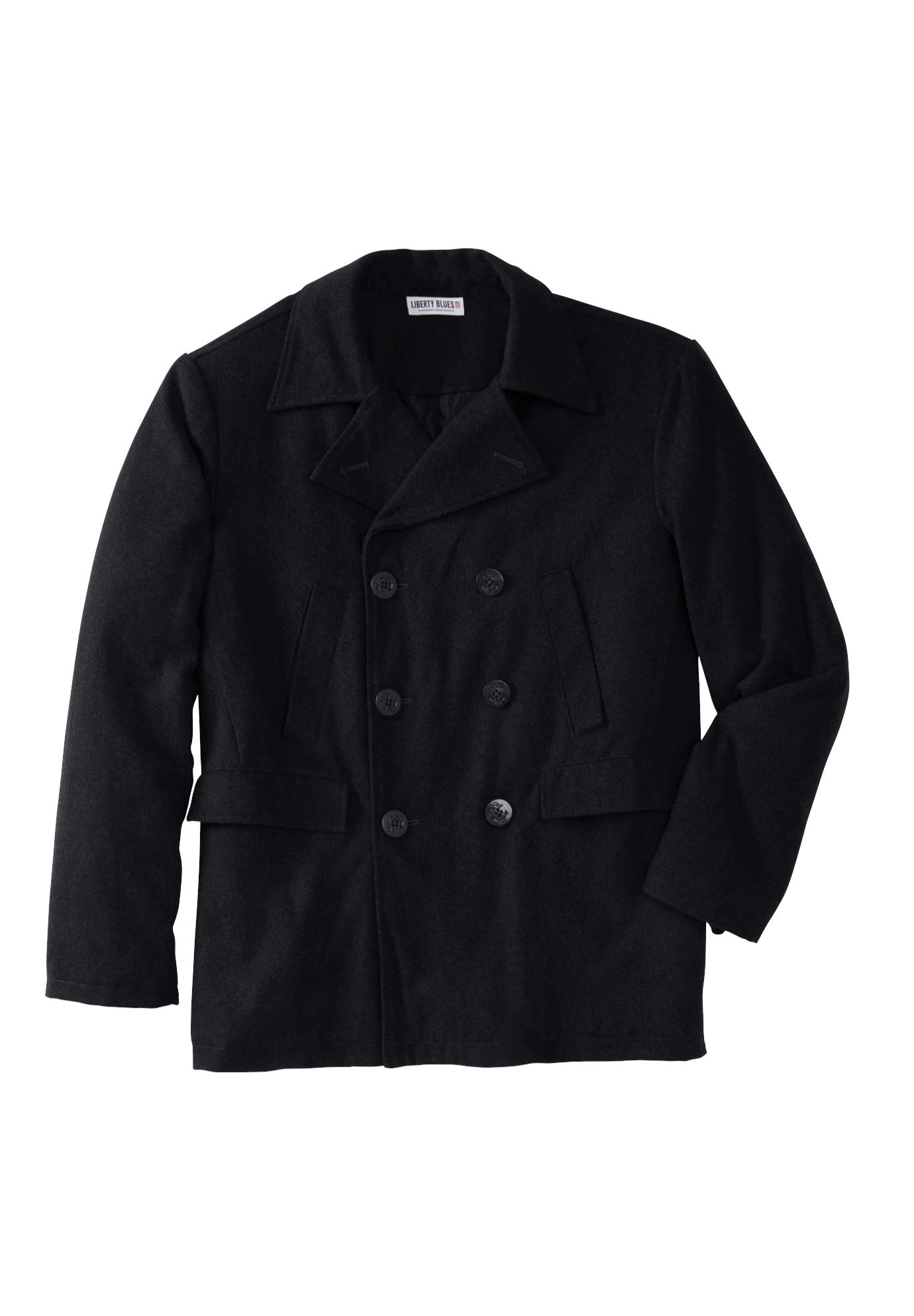 Liberty Blues Men's Big & Tall Double-Breasted Wool Peacoat - Warm Winter Overcoat for Casual & Formal Wear - Perfect for Office, Dating & Outdoor Activities