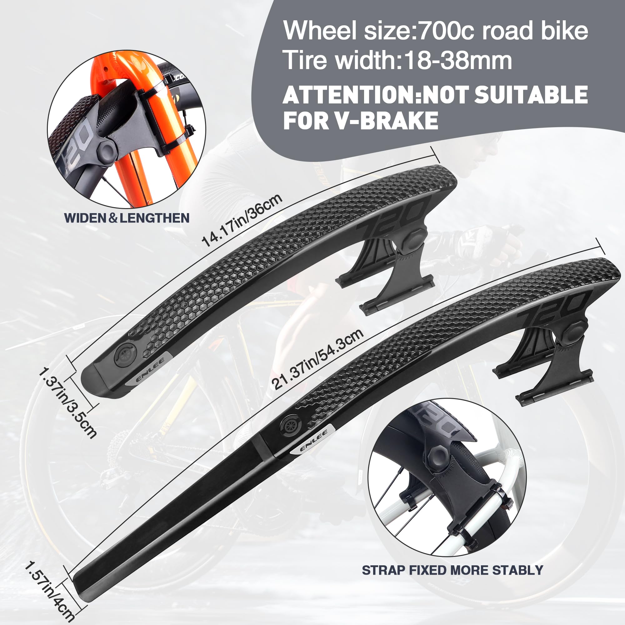Premium 700C Road Bike Fenders Set - Front & Rear Mudguards for Bicycle Protection | Durable Black Bike Fenders for Rain & Mud Splash Protection | Perfect for Commuting, Touring & Urban Cycling