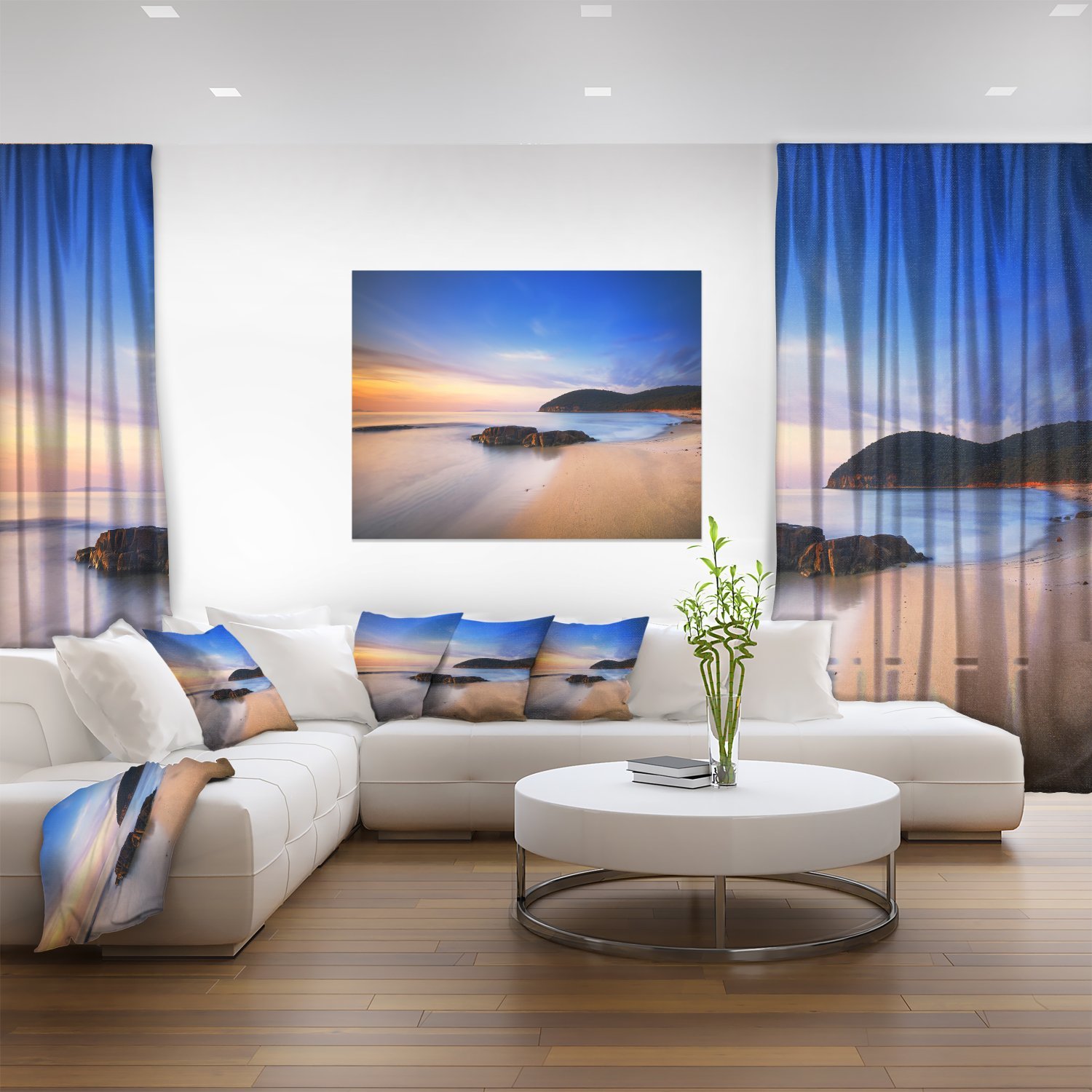Extra Large Seashore Canvas Wall Art - Stunning Sunset at Cala Violina Beach Painting - Perfect for Living Room, Bedroom & Office Decor