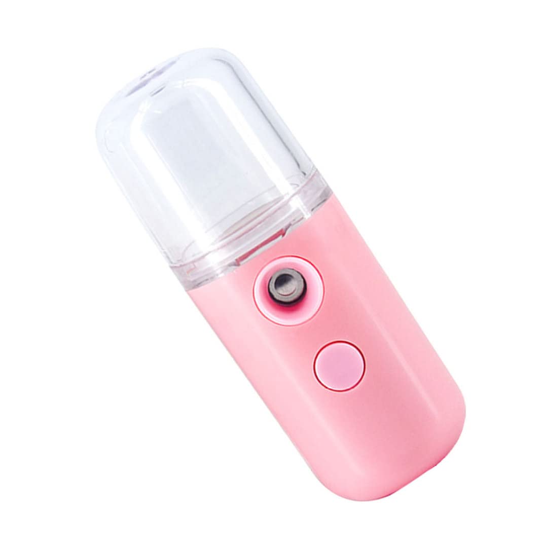 Portable Nano Facial Mister Sprayer - USB Rechargeable Mini Face Steamer & Hydrating Mist Machine for Skin Care | Cooling Face Spray for Dry Skin, Makeup Setting & On-The-Go Hydration (Pink)