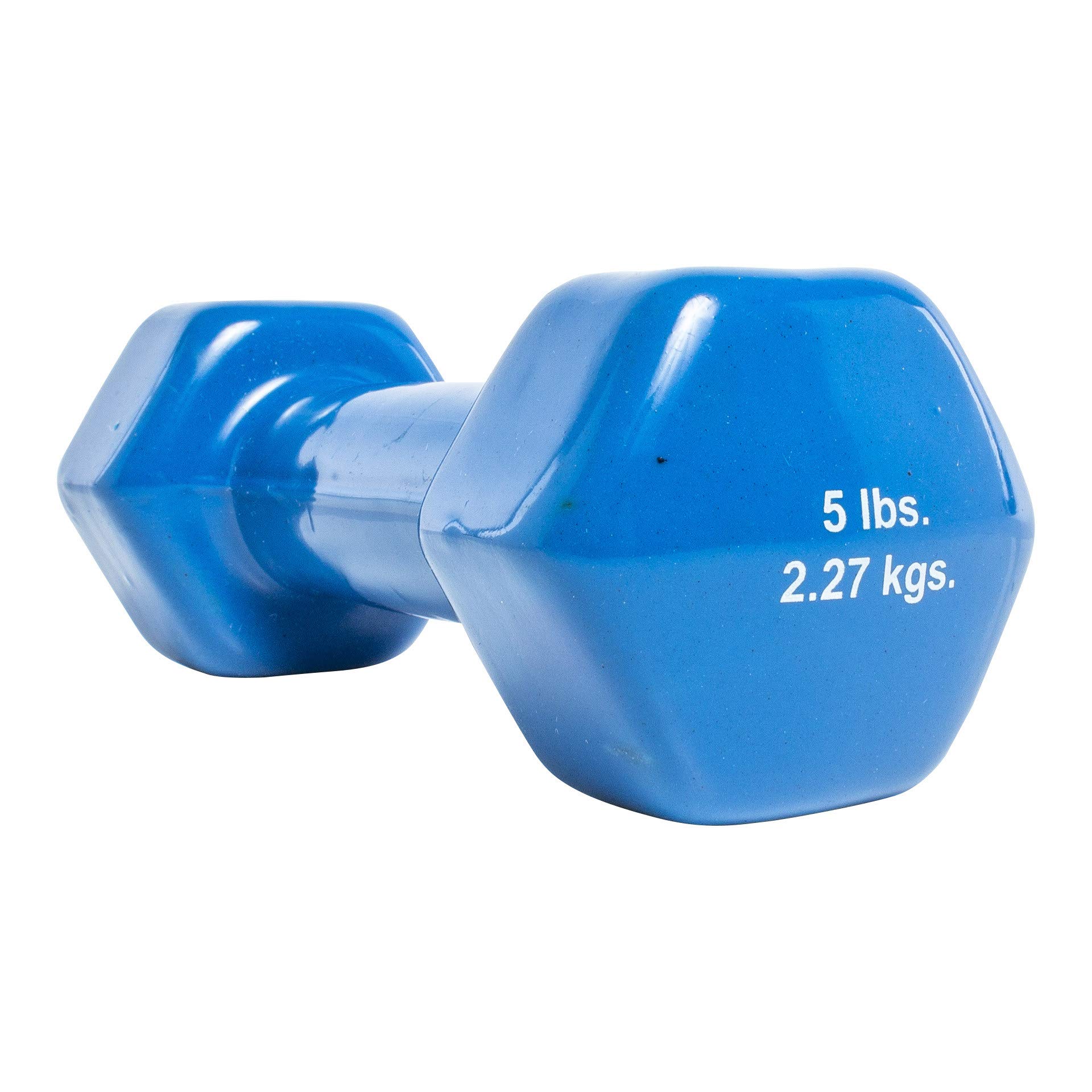 Cando Vinyl-Coated Cast Iron Dumbbells 5 lb Pair - Home Gym Equipment for Strength Training & Fitness Workouts