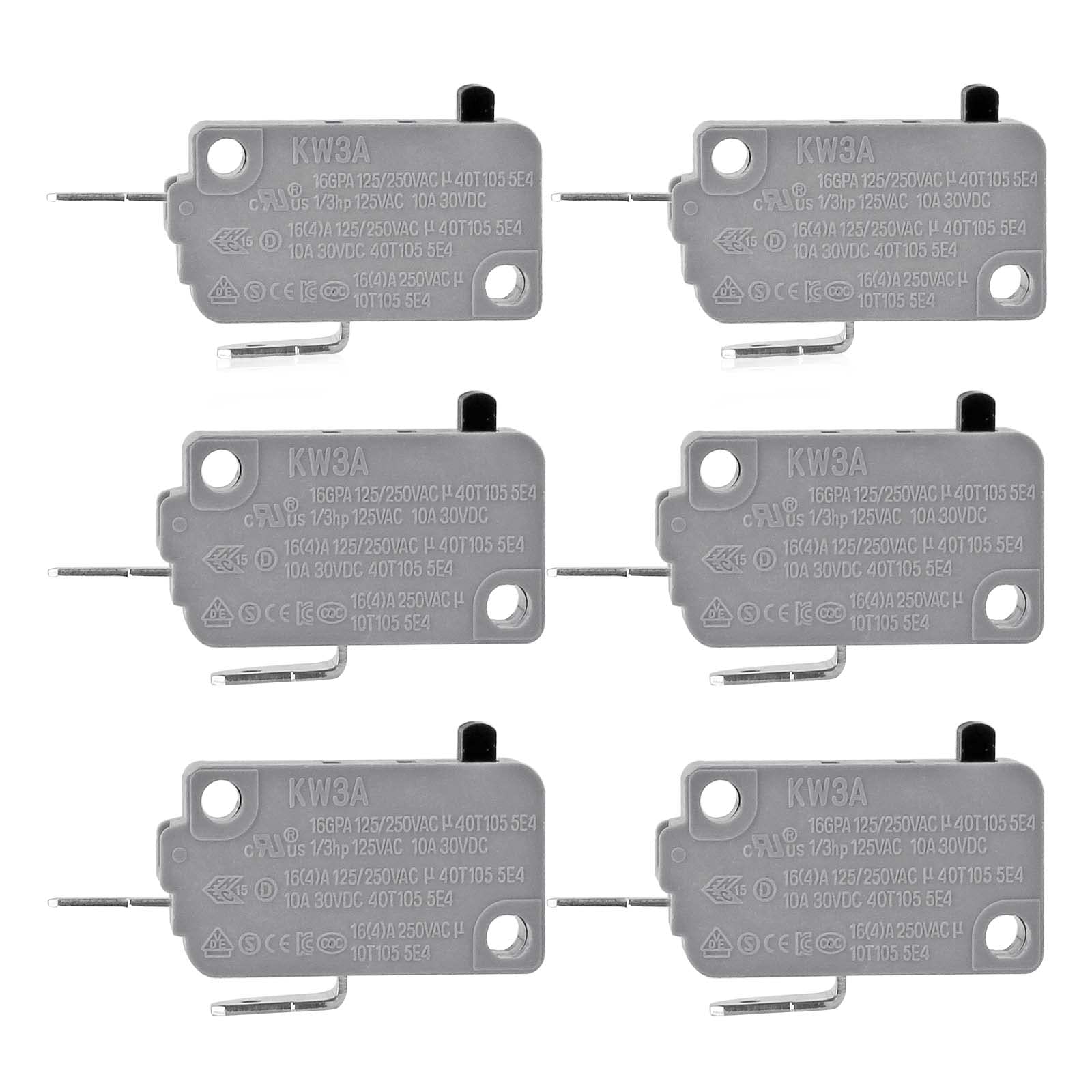 KW3A 16A 125/250V Microwave Oven Door Switch (4 Normally Open & 2 Normally Close) - Replacement Part for Microwave Repair | Perfect for GE, Whirlpool, Samsung & More