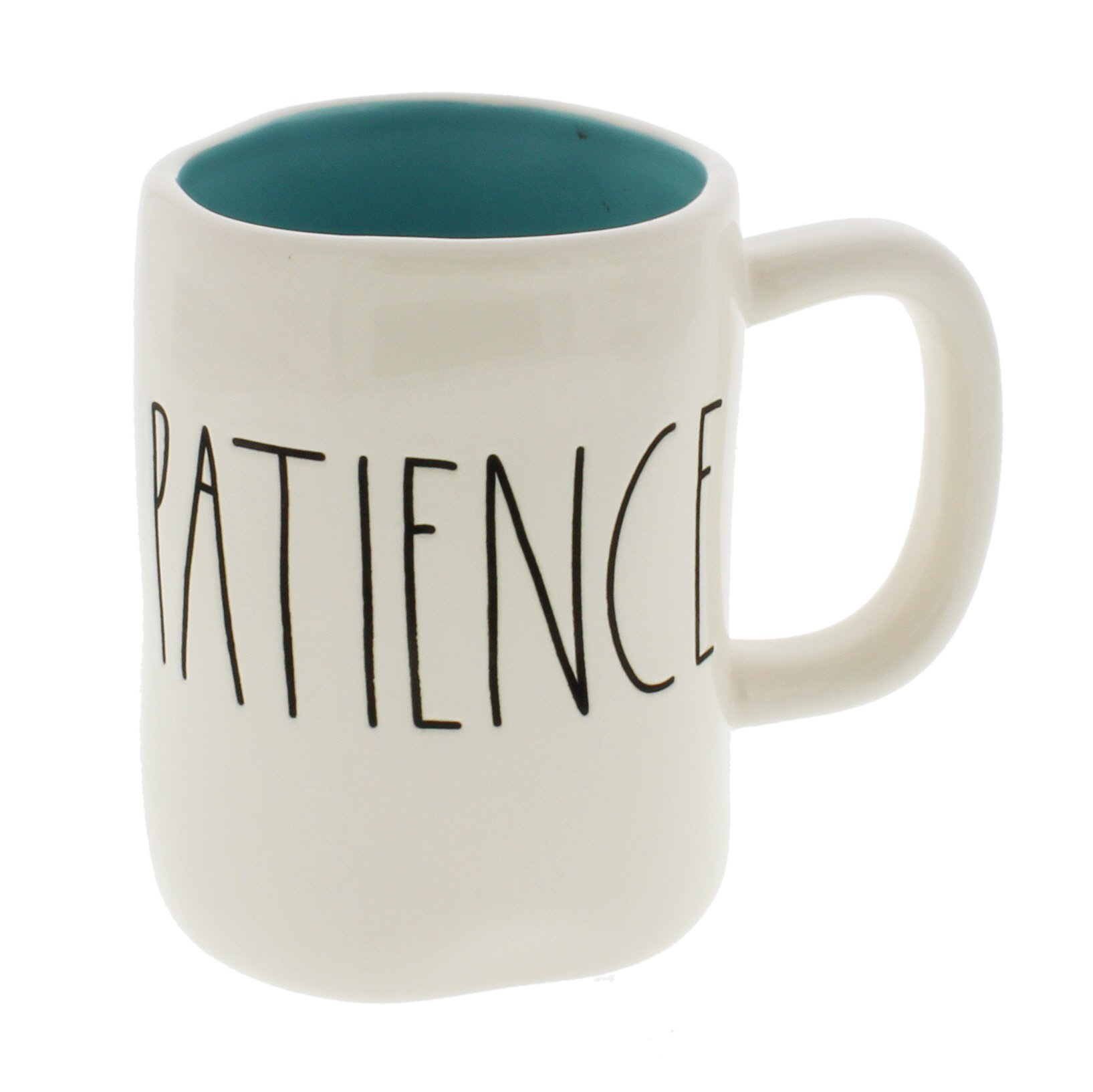 Rae Dunn by Magenta PATIENCE Ceramic Large Coffee Mug with Blue Interior - Perfect for Home, Office & Gifts | Inspirational Quote Mug for Tea & Coffee Lovers