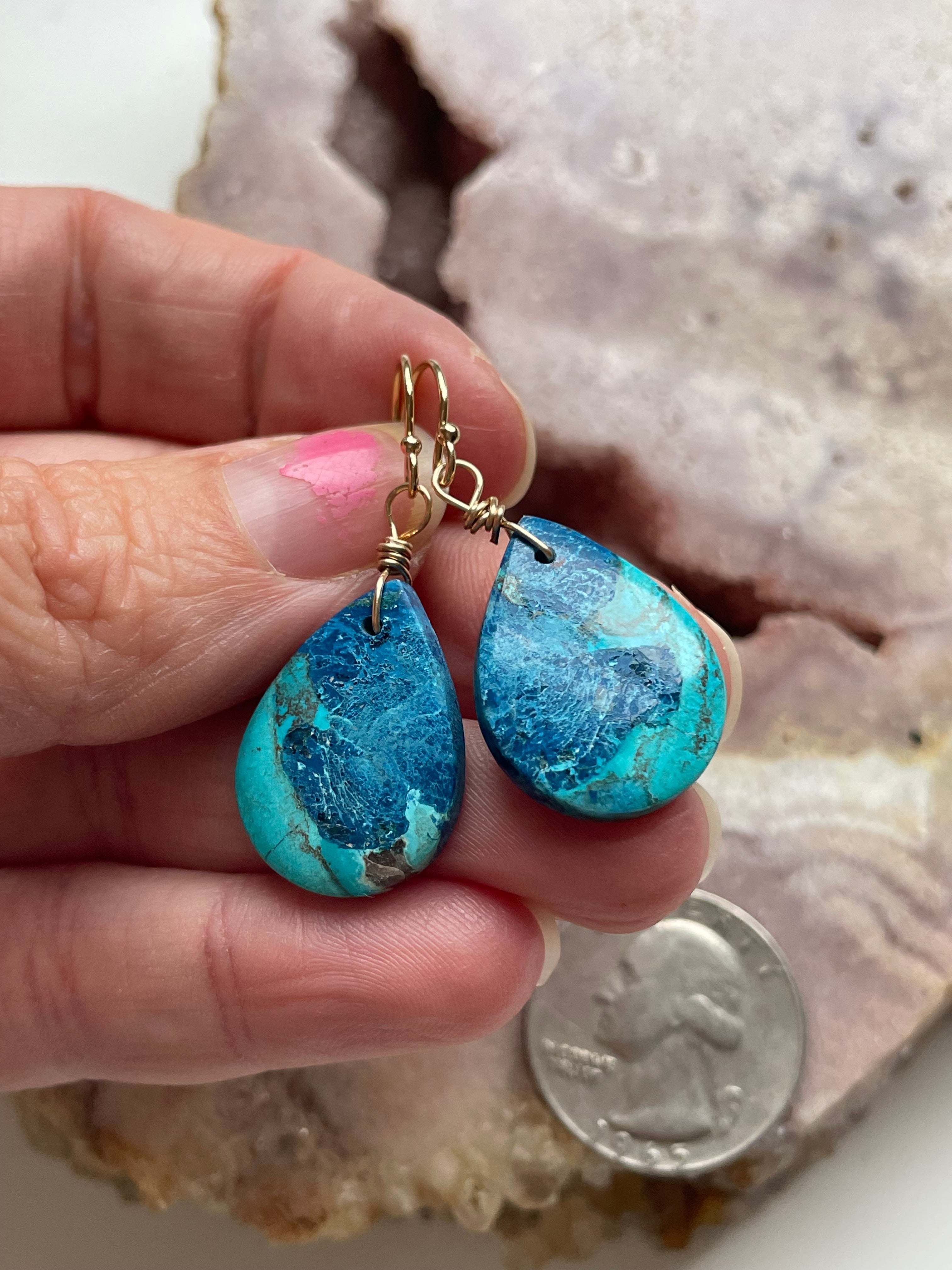 Shattuckite Gold Filled Earrings for Women - Handmade Boho Crystal Jewelry - Perfect for Gifts, Parties & Everyday Wear