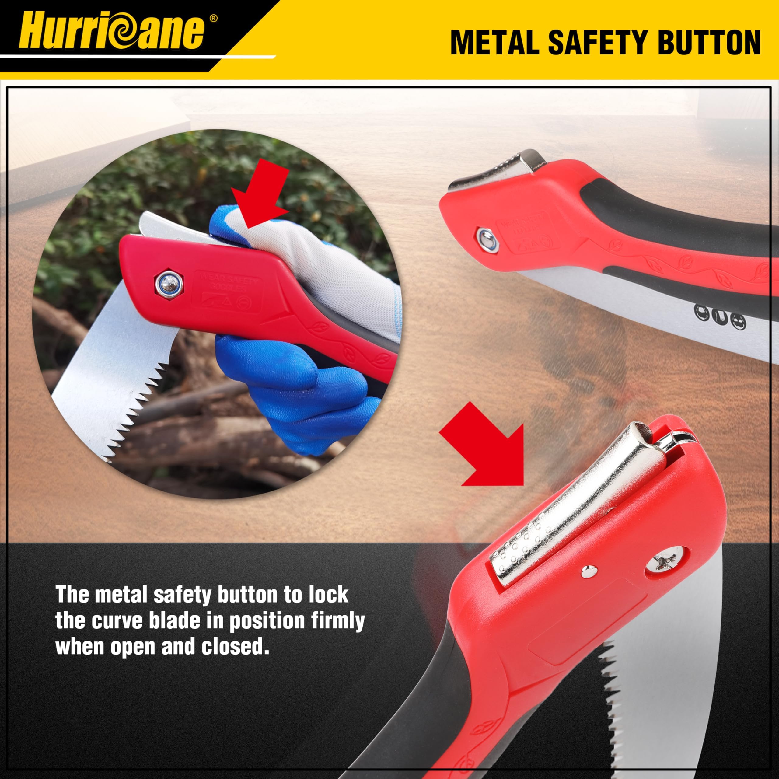 10 Inch HURRICANE Folding Hand Saw - SK5 Curved Blade Pruning Saw with Triple-Cut Razor Teeth | Portable Wood Cutting Saw for Camping, Tree Trimming, Gardening & Hiking | Perfect for Outdoor Enthusiasts & DIY Projects