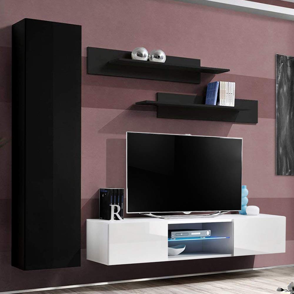 Modern Floating TV Stand with Storage & LED Lights - Wall-Mounted Entertainment Center for Living Room & Bedroom - 33