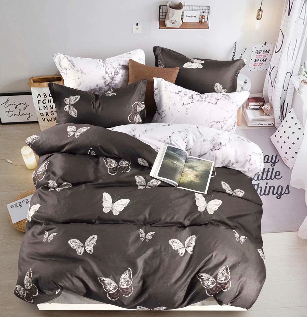 Butterfly Super King Size Quilt Cover Set - Luxury 100% Cotton Duvet Cover with Zipper Closure - Perfect for Master Bedroom, Guest Room & Hotel Use
