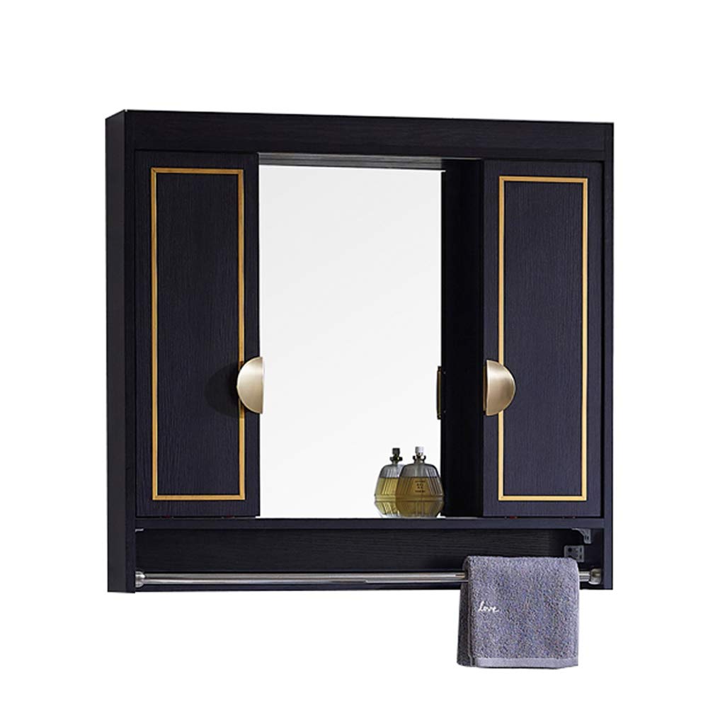 Peaceip US Bathroom Wall Cabinet with LED Lights - Wooden Hidden Sliding Door Mirror Storage with Shelf & Towel Rack - Waterproof Moisture Resistant Bathroom Vanity Organizer - Perfect for Small Bathrooms, Powder Rooms & Apartment Makeup Stations
