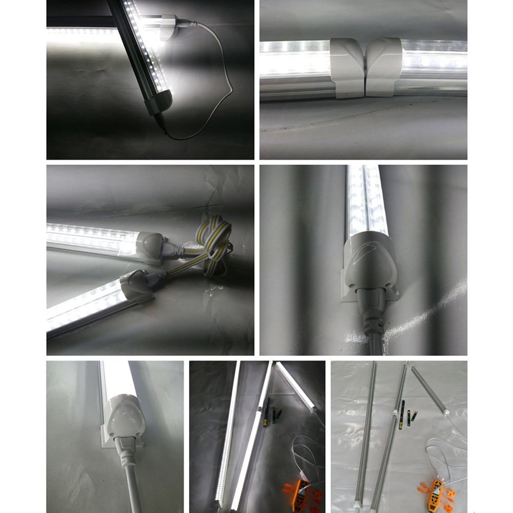 5ft V-Shape Integrated LED Tube Lights - 48W Linkable Shop Lights (4800LM, AC85-277V) - SMD2835 Clear Cover Cool White 6000K - Dual-Sided LED Cooler Door Lights (25 Pack) - Perfect for Warehouses, Garages, Retail Stores & Commercial Lighting