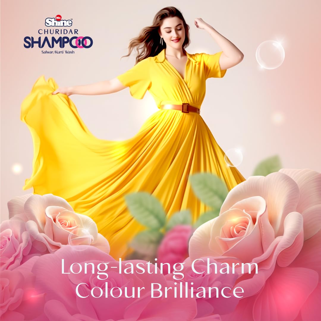 Mr Shine Churidar Shampoo 500ml - Professional Laundry Detergent for Color & Fabric Care with Fragrance (Pack of 2) | Gentle Wash for Delicate Clothes, Sarees & Ethnic Wear at Home or Laundry Business