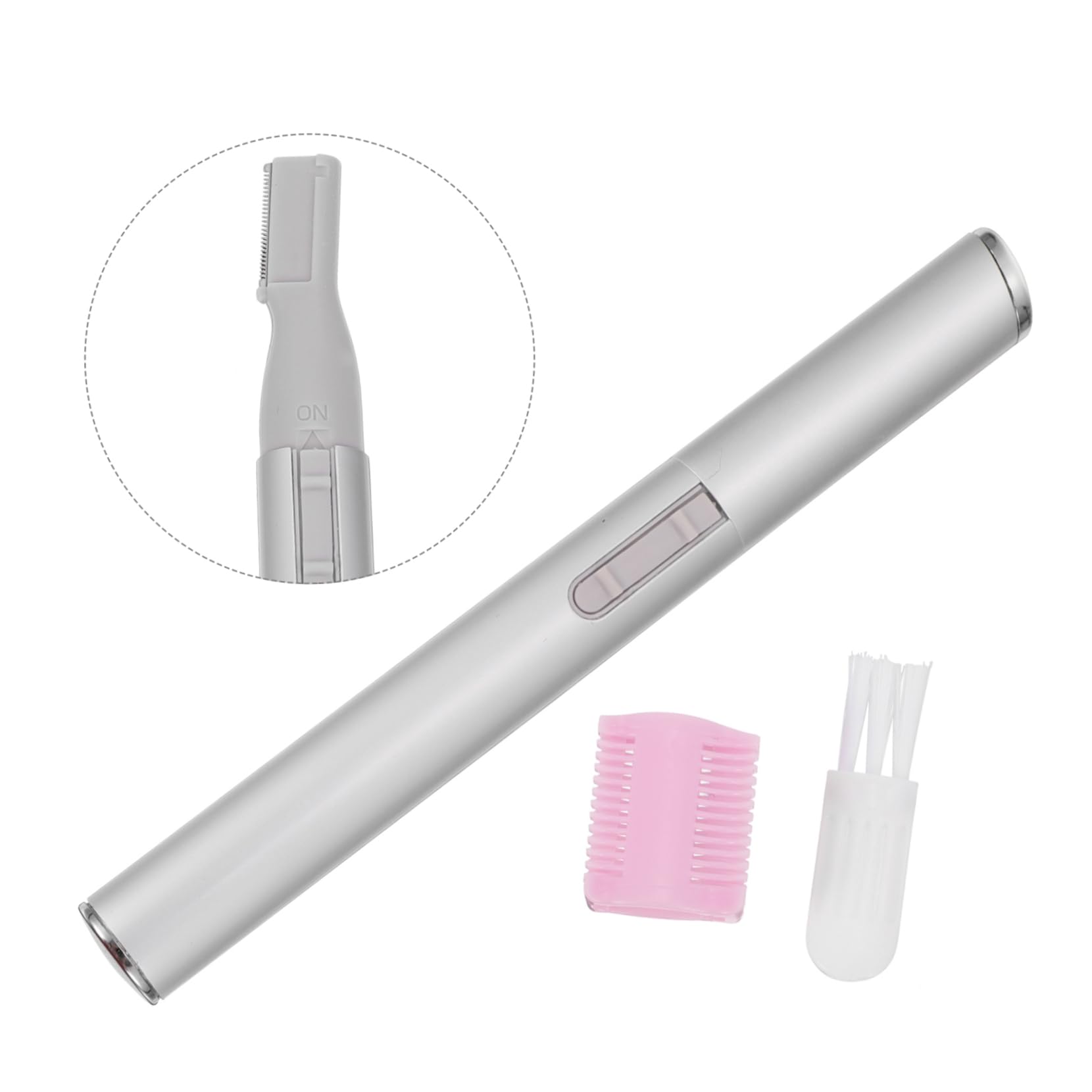 2 Pack Electric Eyebrow Trimmer & Shaver for Women & Men - Painless Facial Hair Remover, Nose Hair Trimmer, Beard Grooming Kit - Silver ABS (Perfect for Travel, Home & Salon Use)
