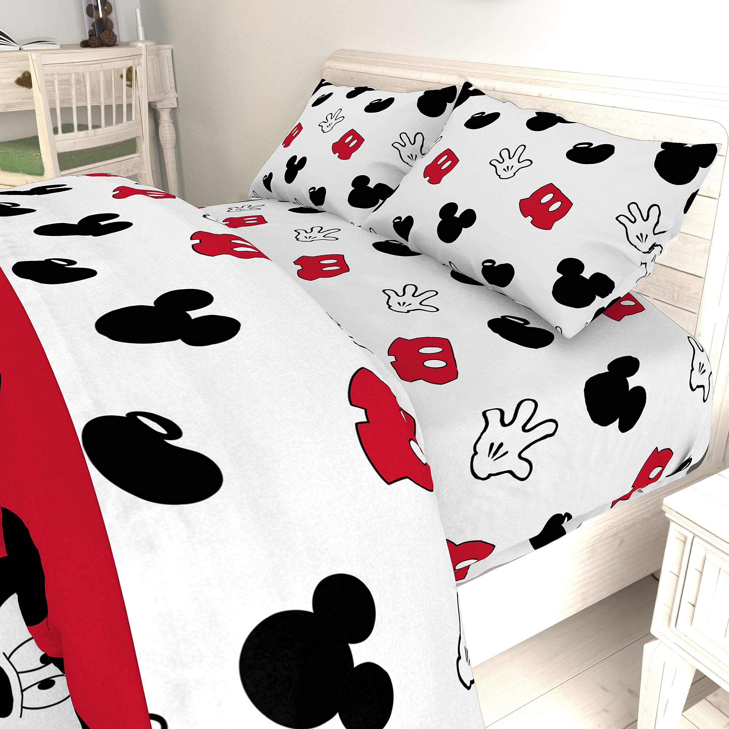 Disney Mickey Mouse 5-Piece Full Bedding Set - Super Soft Fade Resistant Polyester Comforter & Sheet Set - Official Licensed Disney Product - Perfect for Kids' Rooms, Dorm Decor & Disney Themed Bedrooms