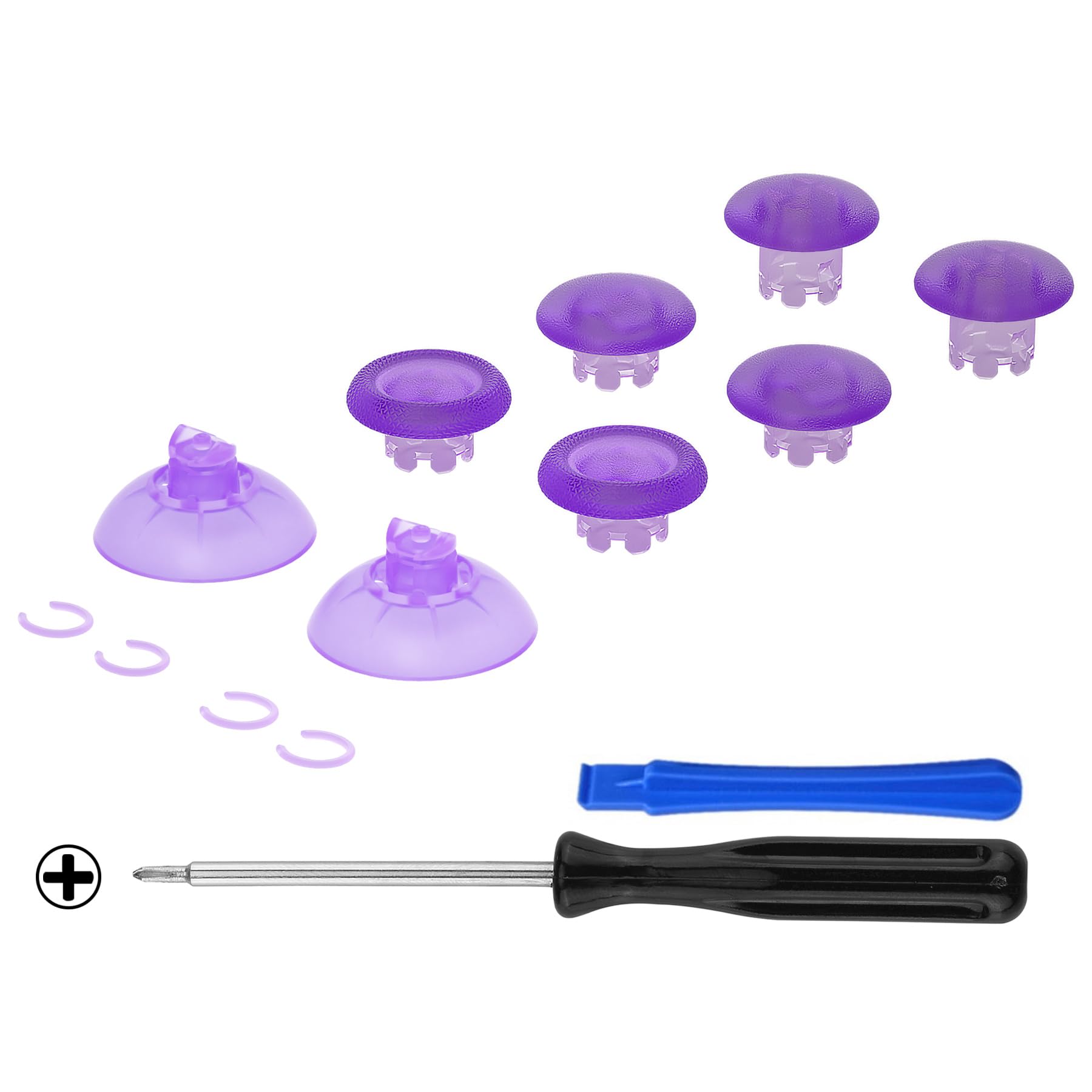 eXtremeRate Interchangeable Analog Thumbsticks for PS5 Controller - Purple Transparent Replacement Joysticks for PS4 Pro/Slim - Gaming Accessories for Enhanced Control & Comfort