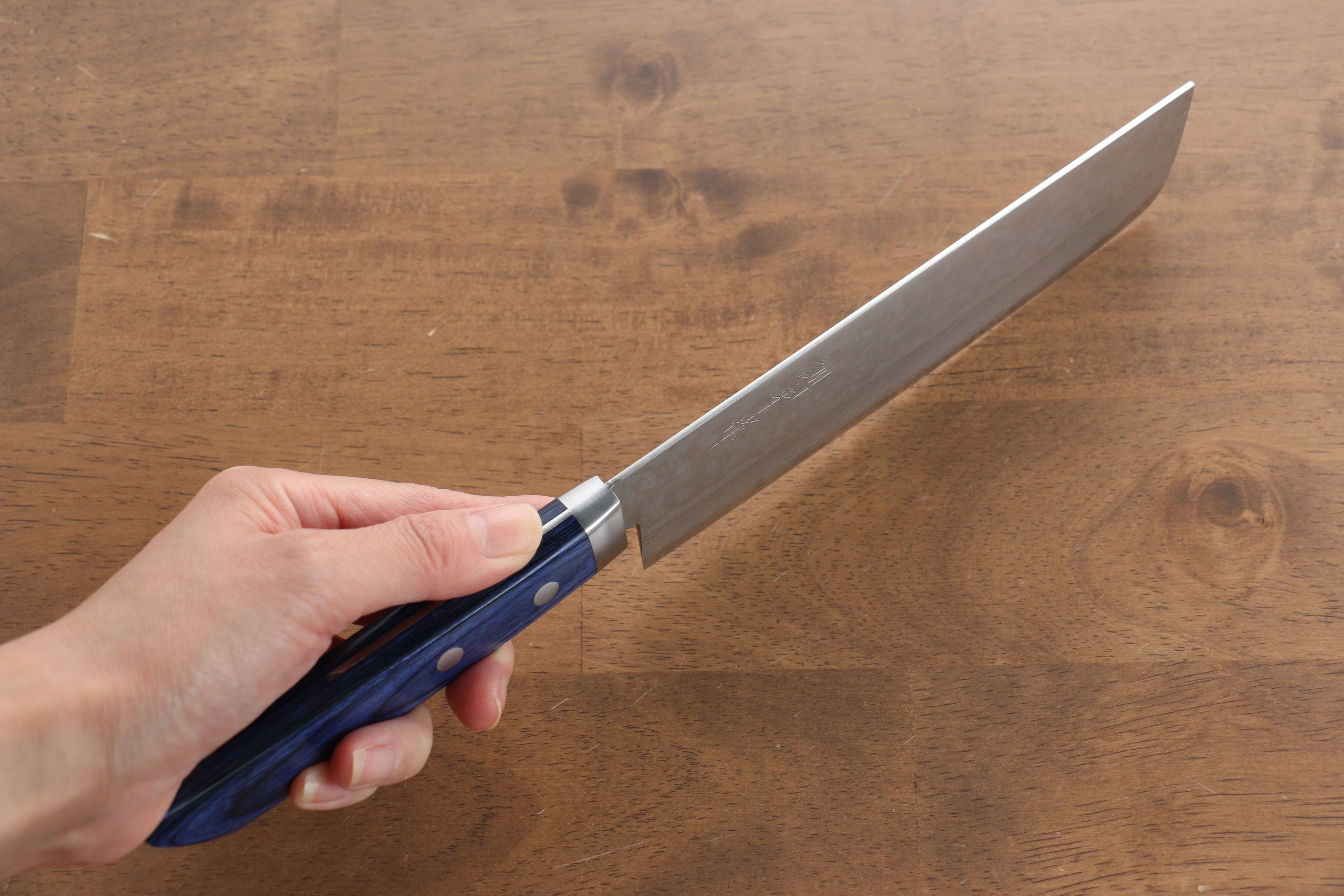 Premium Kunihira Sairyu VG10 Damascus Japanese Usuba Knife 165mm - Blue Pakkawood Handle - Professional Chef's Knife for Sushi, Vegetables & Precision Cutting