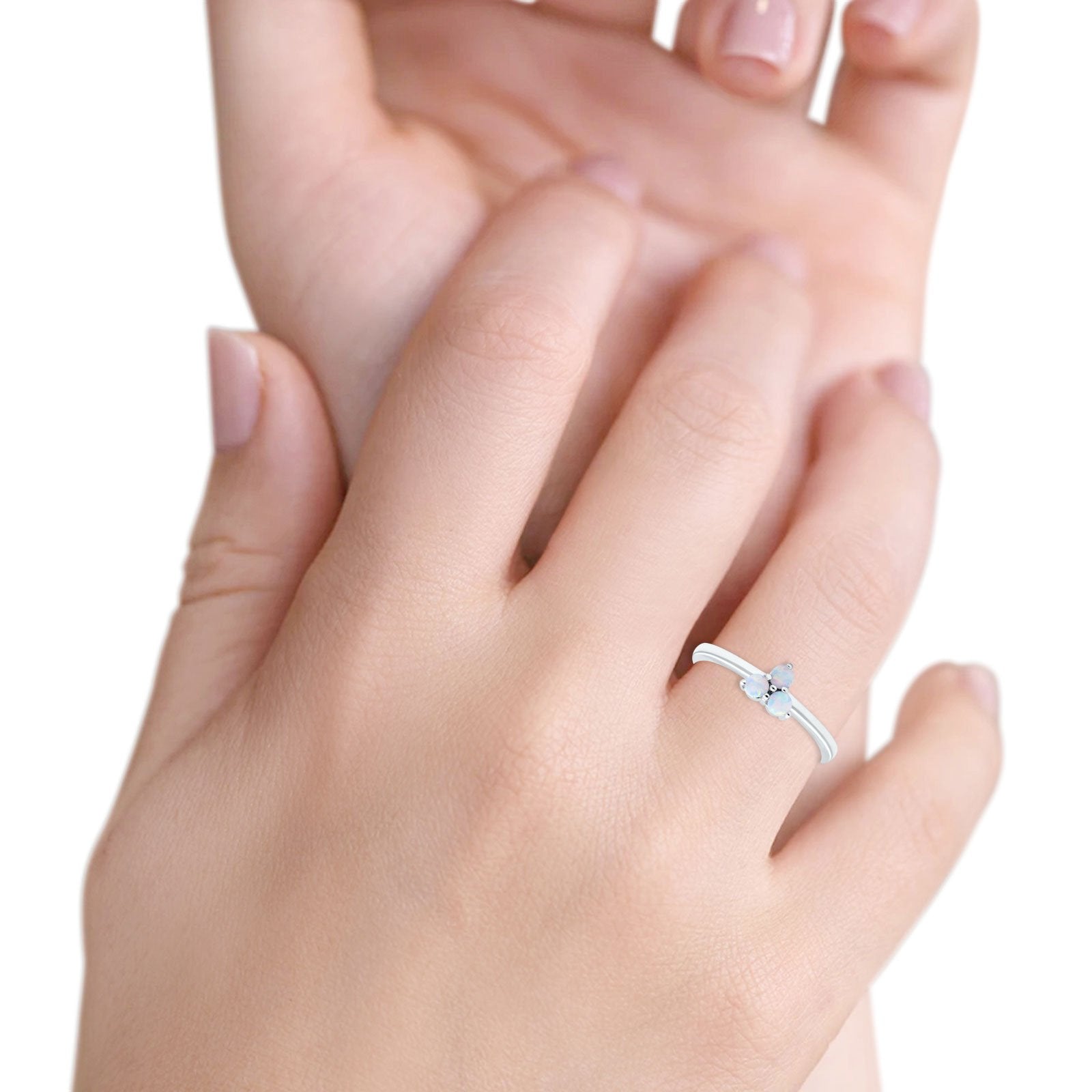 3 Stone Fashion Ring - Lab Created White Opal Round Cut in 925 Sterling Silver for Women, Elegant Jewelry Gift for Anniversary, Birthday & Special Occasions