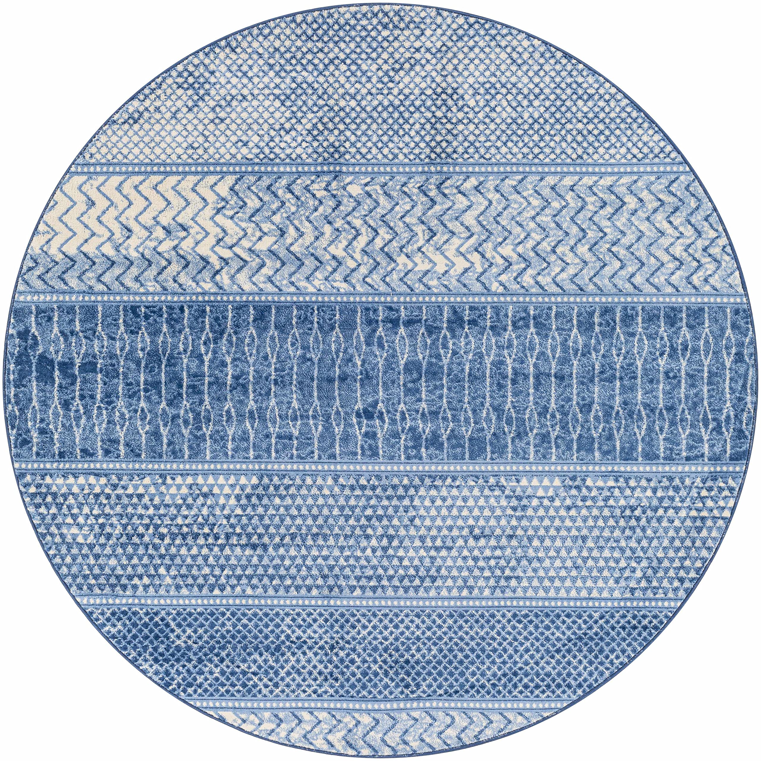 Modern Hauteloom Nampa Area Rug for Living Room & Bedroom - Blue & Ivory - 6'7