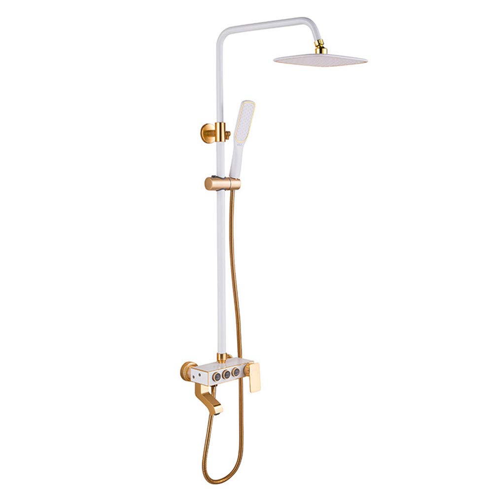 Premium White Gold Space Aluminum Shower Head Set - Modern Concealed Bathroom Shower System with Adjustable Spray Settings for Spa-Like Experience at Home