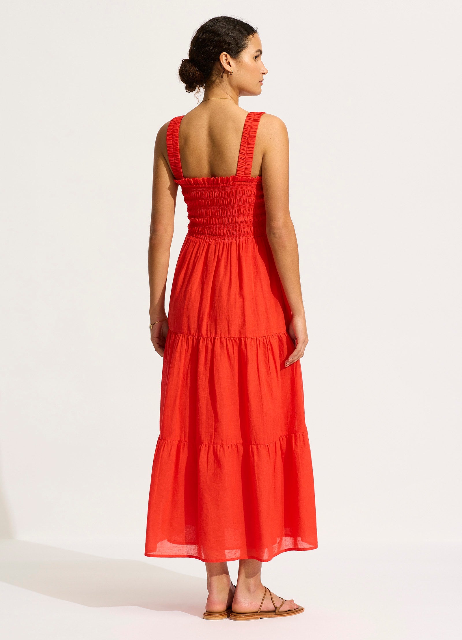 Faithful Midi Dress with Flame Print - Elegant Floral Summer Dress for Women | Perfect for Beach Vacations, Date Nights & Casual Outings