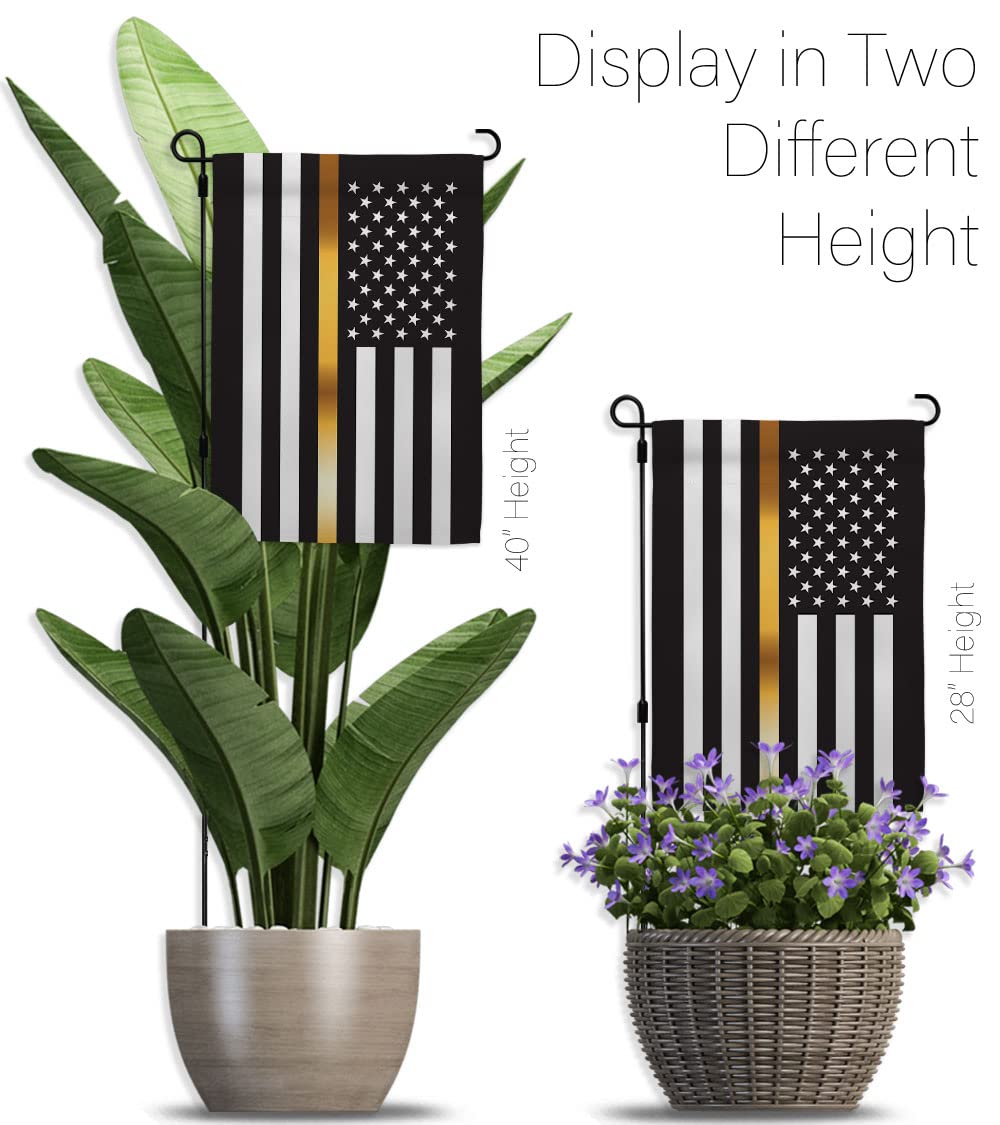 US Thin Gold Line Garden Flag - Military Support Banner for Yard & Home Decor