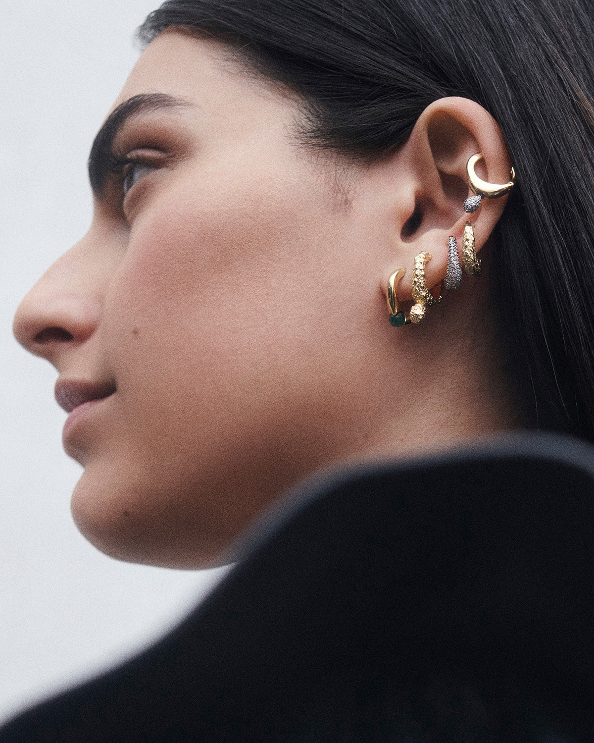 GRID 2 Pavé Lava Single Hoop Earrings for Women - Minimalist Gold Dainty Hoops for Everyday Wear | Perfect for Work, Date Night & Casual Outfits