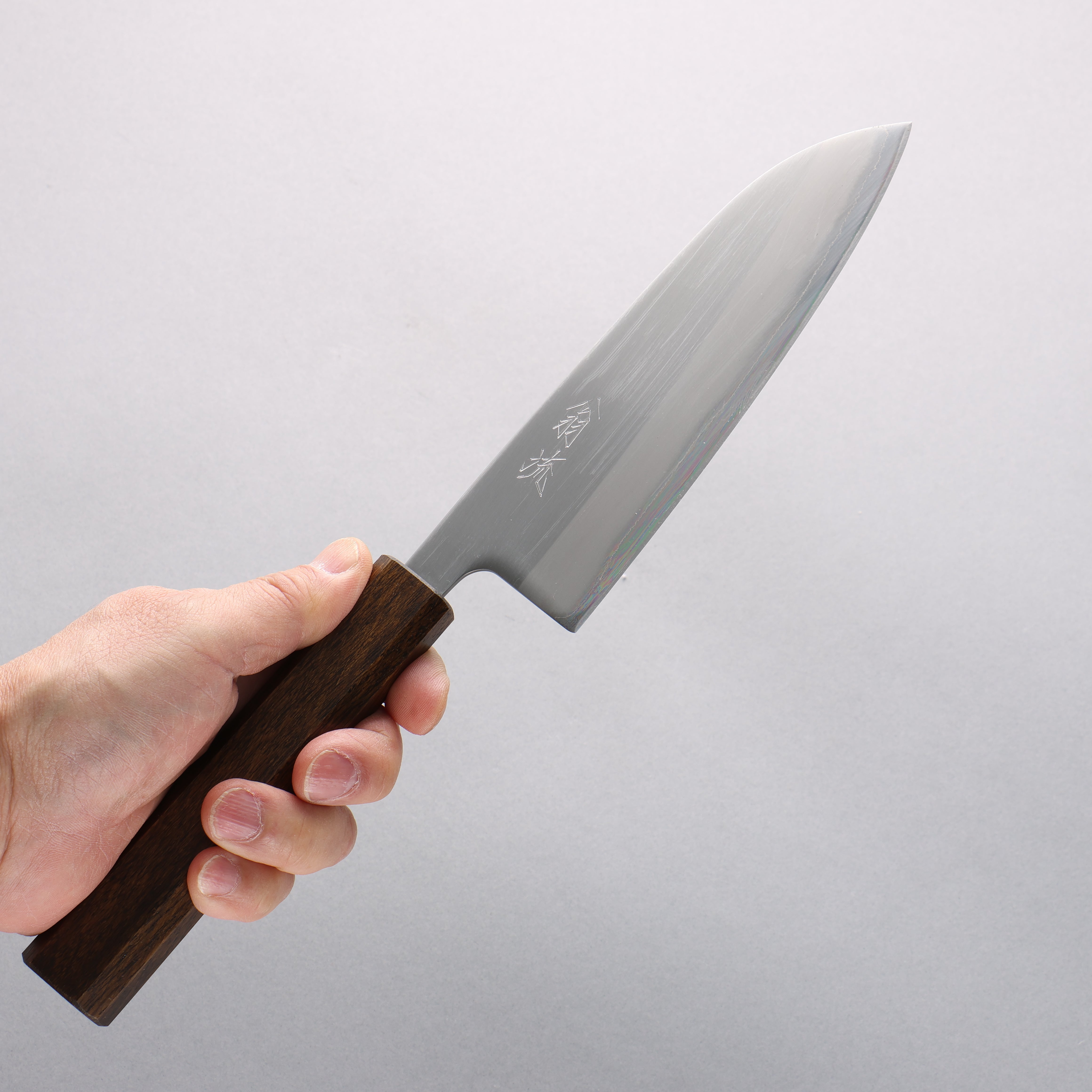 Premium OUL White Steel No.1 Santoku Knife 165mm with Burnt Oak Handle - Japanese Kitchen Knife for Professional Chefs & Home Cooking, Perfect for Slicing, Dicing & Chopping Vegetables, Meat & Fish