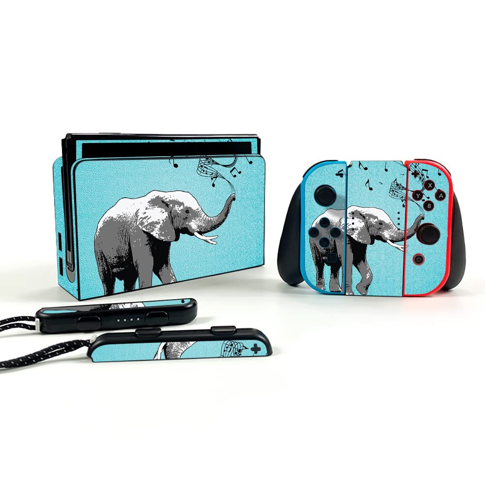 MightySkins Vinyl Decal Wrap Cover for Nintendo Switch OLED - Musical Elephant Design | Protective, Durable, Custom Skin | Easy to Apply & Remove | Made in USA | Perfect for Gaming, Travel, and Personalization