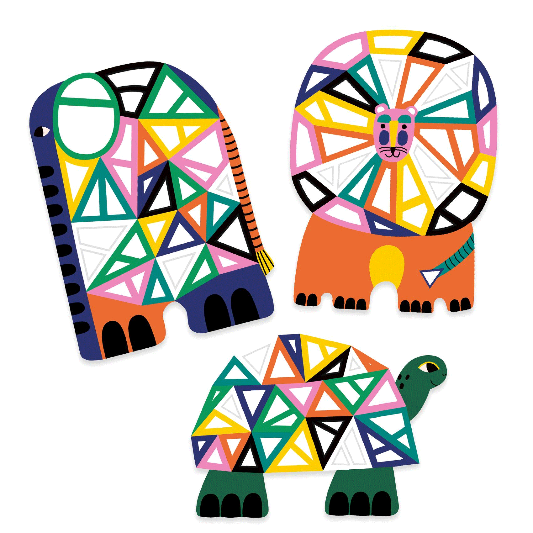 Afrika Mosaics Art Set by Djeco - Creative African Animal Mosaic Kit for Kids, DIY Craft Project for Home & Classroom Activities