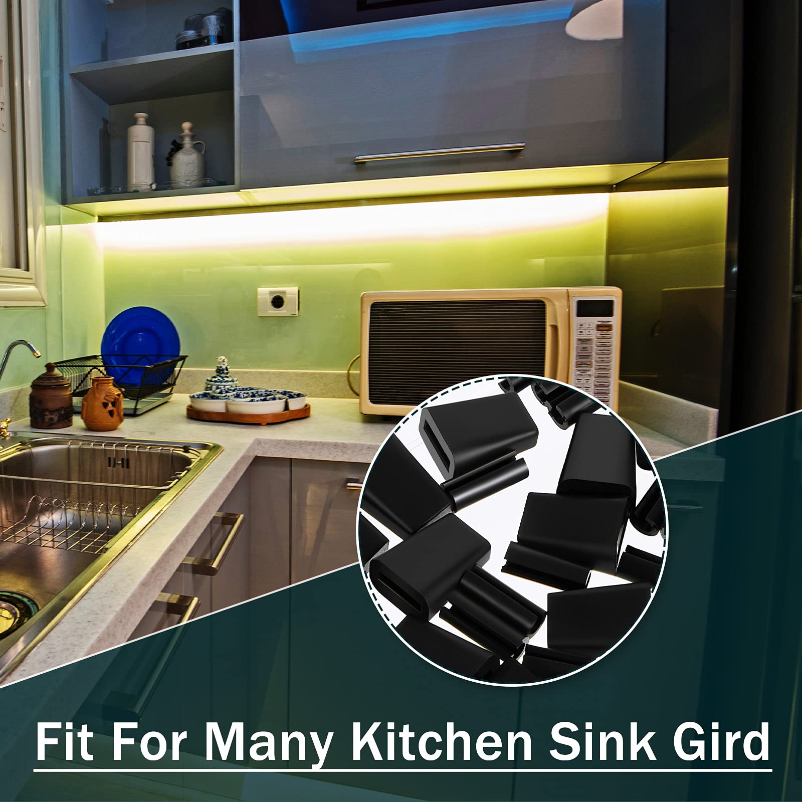 32 Pcs Black Hard Rubber Feet for Kitchen Sink Grid - Protective Bumpers for Sink Rack, Wire Rack Protectors - Durable & Non-Slip Home Kitchen Accessories (Perfect for Protecting Countertops & Cabinets from Scratches)