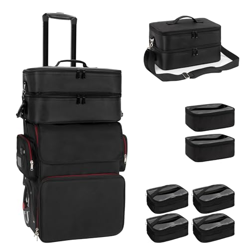 Black- 2 in 1 with 4 clear makeup bags