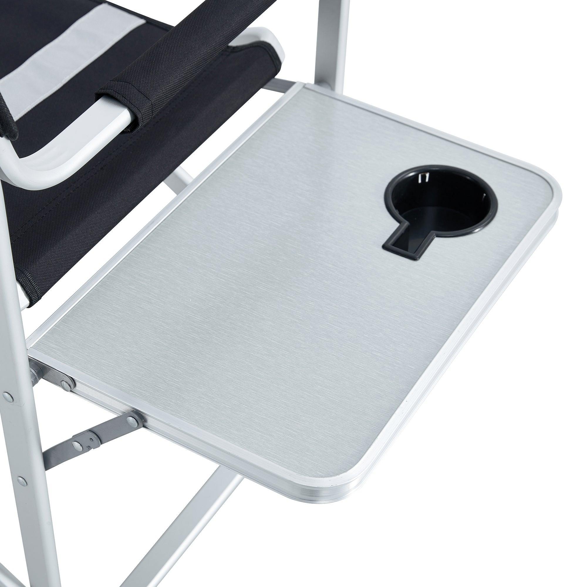 1 Piece Padded Folding Outdoor Chair with Side Table & Storage Pockets - Lightweight Oversized Director's Chair for Camping, Beach, Patio, Picnic & Indoor Use