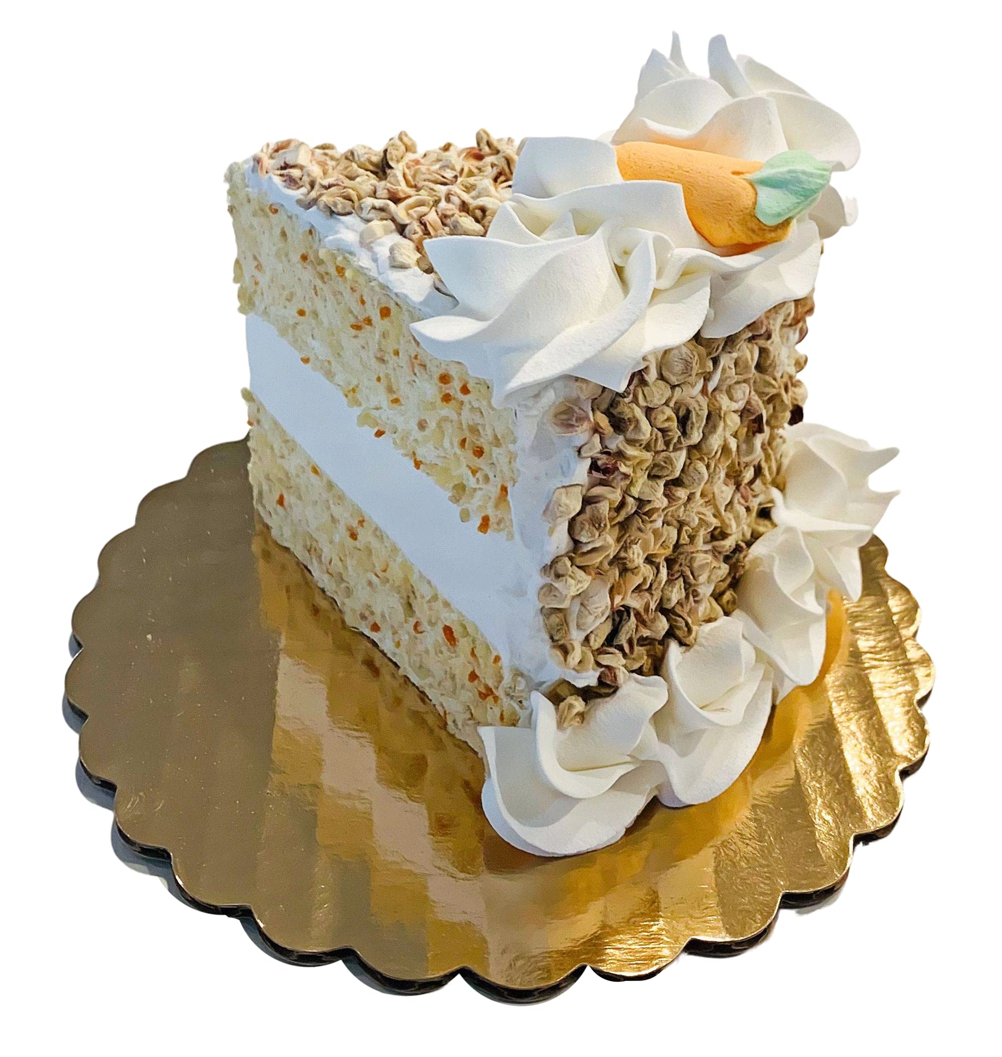 Artificial Cupcakes & Fake Cakes for Display - Realistic Faux Cake Decorations for Home, Kitchen & Party Decor - Fake Dessert Display with Cake Plate - Carrot Cake Slice with Nuts - Perfect for Wedding Centerpieces, Bakery Displays & Home Decor