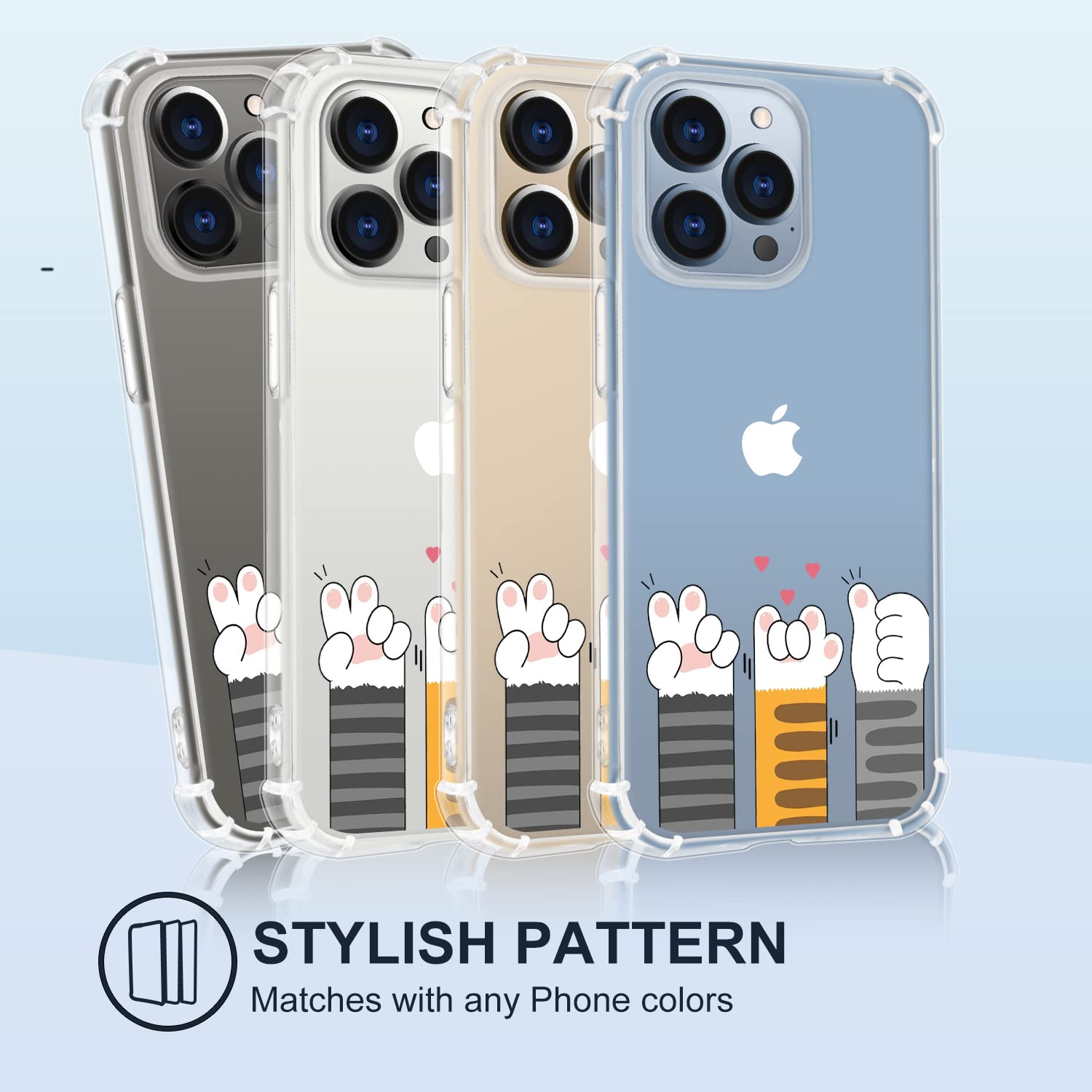 Cute Cat Paw Phone Case for iPhone 12 & 12 Pro - Crystal Clear Stylish TPU Shockproof Protective Cover for Women Girls (6.1 Inch, Grey) - Perfect Gift for Cat Lovers & Daily Use