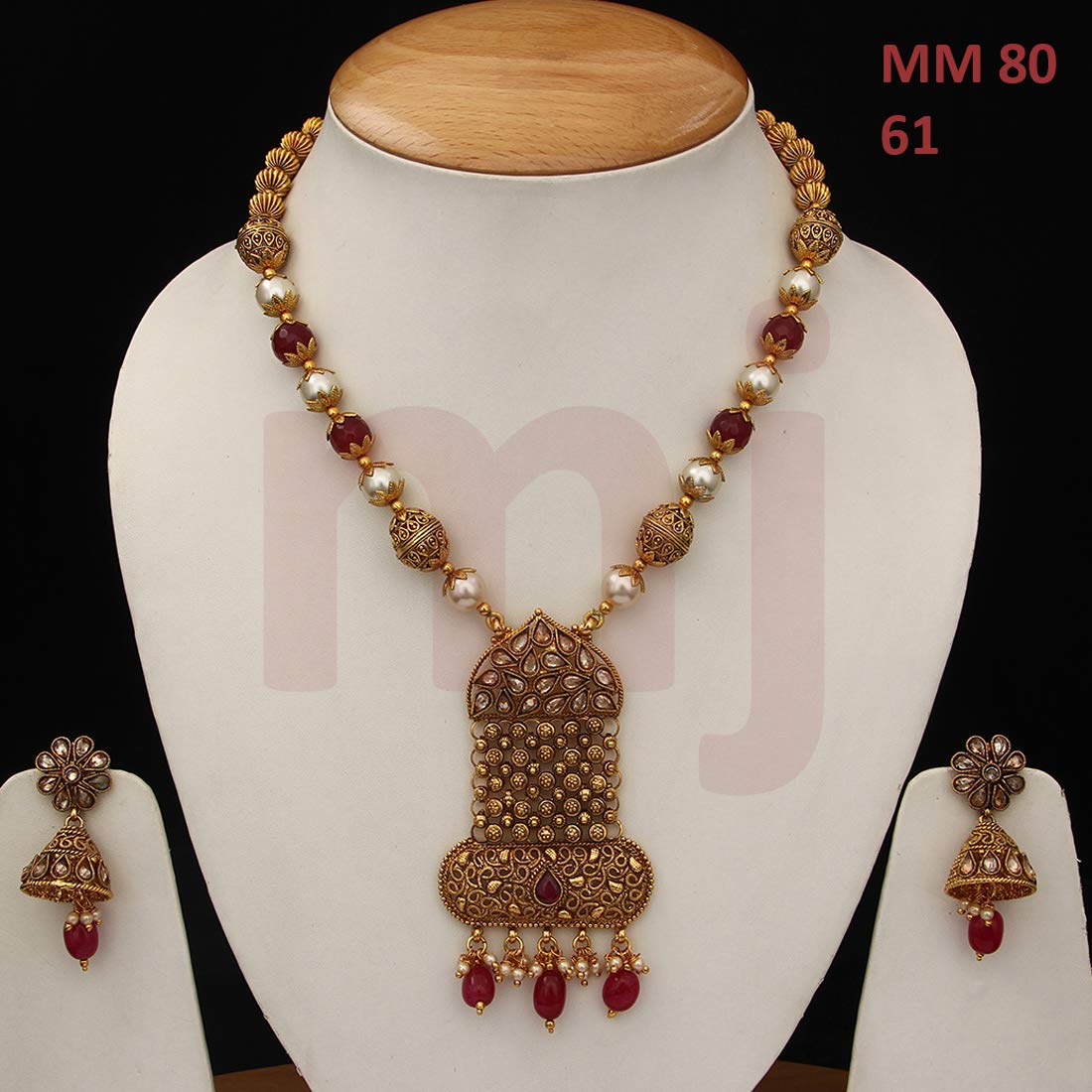 18K Gold Plated Handmade Beaded Wedding Necklace & Earrings Set - Traditional Bridal Jewelry for Women & Girls | Perfect for Weddings, Anniversaries & Special Occasions