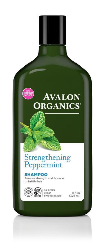Avalon Organics Strengthening Peppermint Shampoo for Thicker Hair - Natural & Vegan Hair Care for Daily Use & Scalp Refreshment