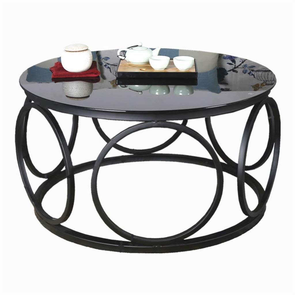 Round Coffee Table with Tempered Glass Top - Metal Side Table, End Table for Living Room, Office, Balcony | Perfect for Sofa Sets, Flower Stand & Home Decor