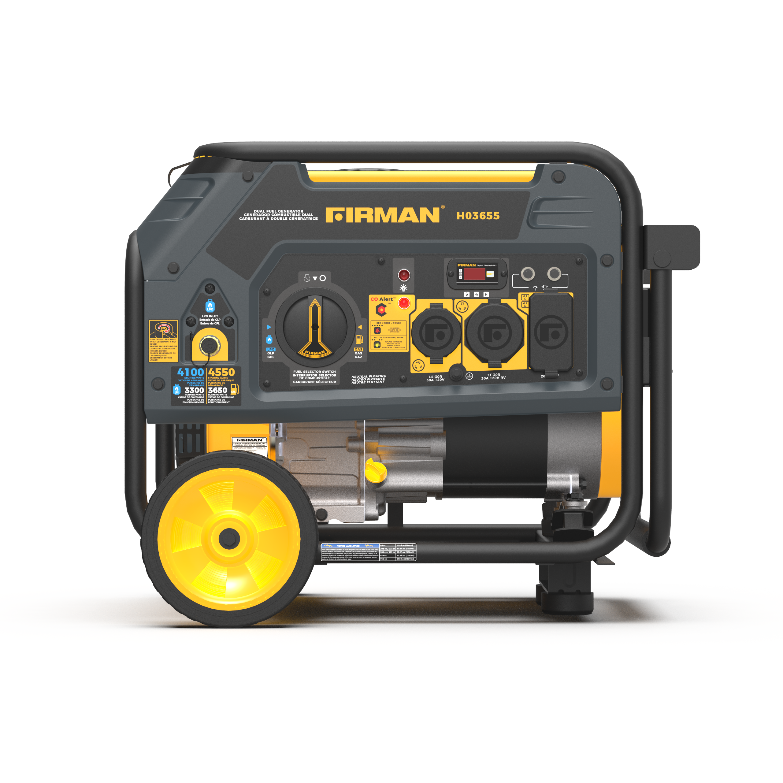 Dual Fuel Portable Generator 4550W/3650W with Recoil Start - Perfect for Camping, Home Backup & Outdoor Power Needs