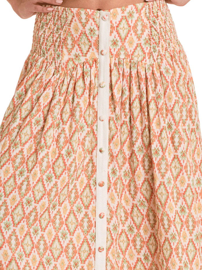Rock & Roll Denim BW69B06275 Women's Aztec Print Maxi Skirt in Natural - Boho Chic Skirt for Music Festivals & Summer Outfits