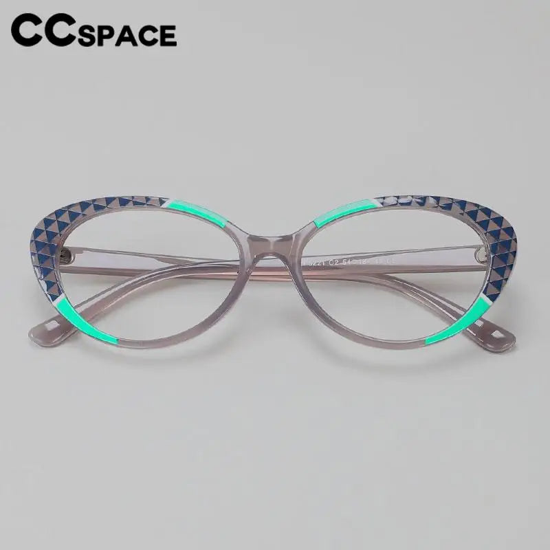 CCspace Women's Full Rim Cat Eye Titanium Reading Glasses - Lightweight & Durable R57128 for Work, Reading & Fashion Accessories