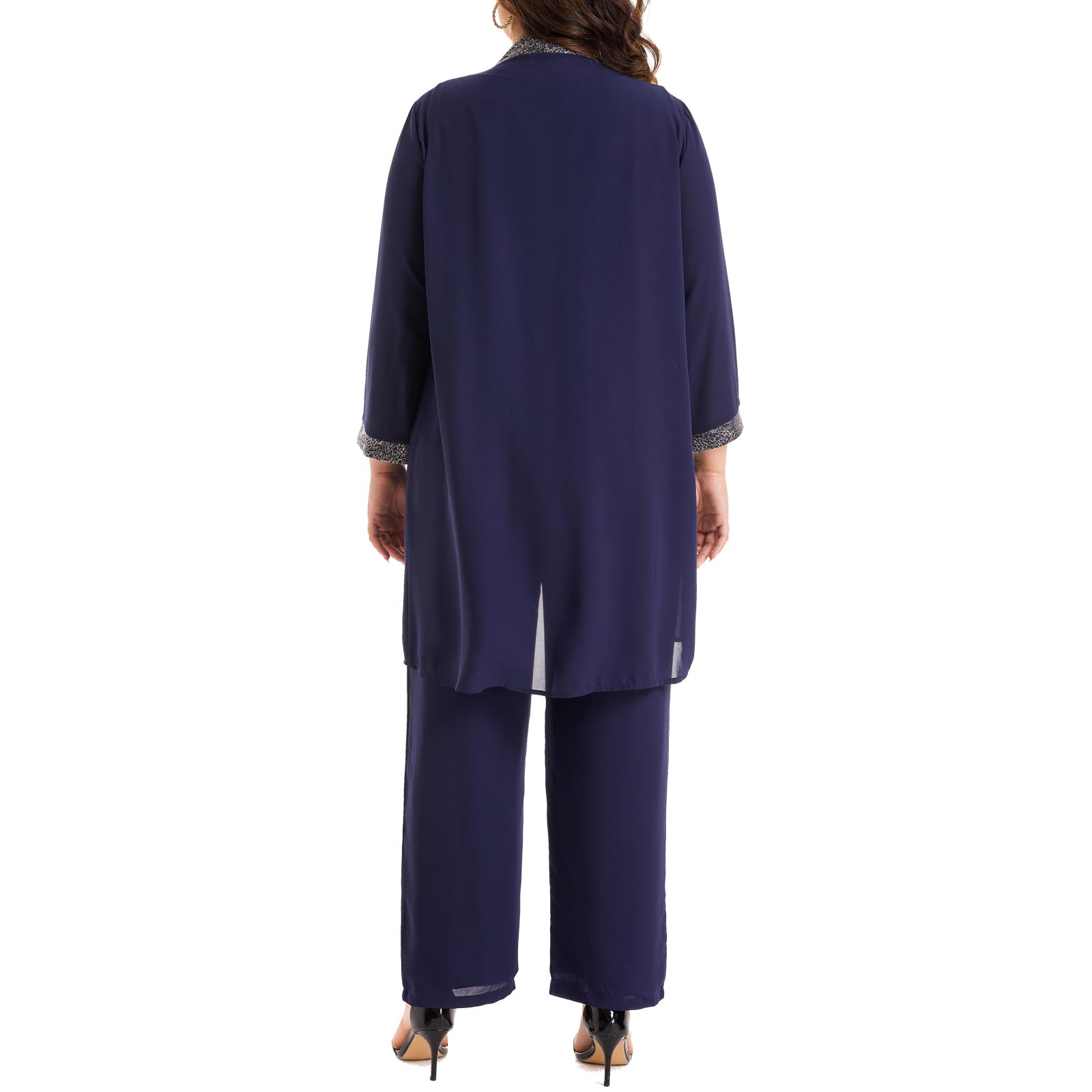 Plus Size Women's 3-Piece Wedding Pant Suit Set for Mother of the Bride/Groom - Formal Evening Party Outfit with Blazer, Pants & Top | Perfect for Weddings, Receptions, and Special Occasions