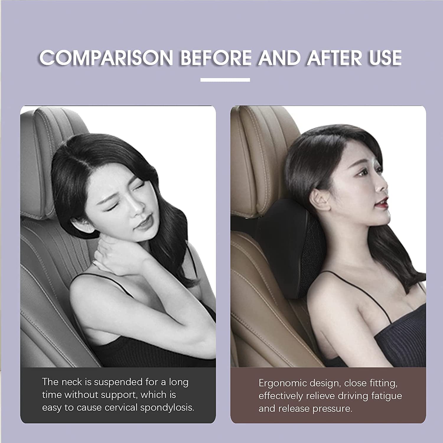 Premium Memory Foam Car Neck Pillow - Ergonomic Neck Support for Drivers & Passengers - Relieves Neck Pain - Fits Most Vehicles, Office Chairs & Travel - Black (Pack of 1) - Perfect for Long Drives, Commuting & Work Comfort