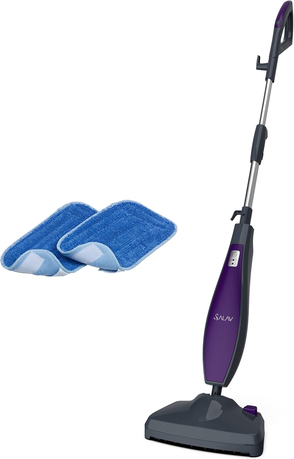 Salav STM 403 Dark Gray Midnight Pet Hair Steam Mop with Vibrating Motion Technology - Includes Washable Mop Pads, Water Cup & Carpet Glider Accessories - Perfect for Hardwood Floors, Tile & Pet Hair Removal
