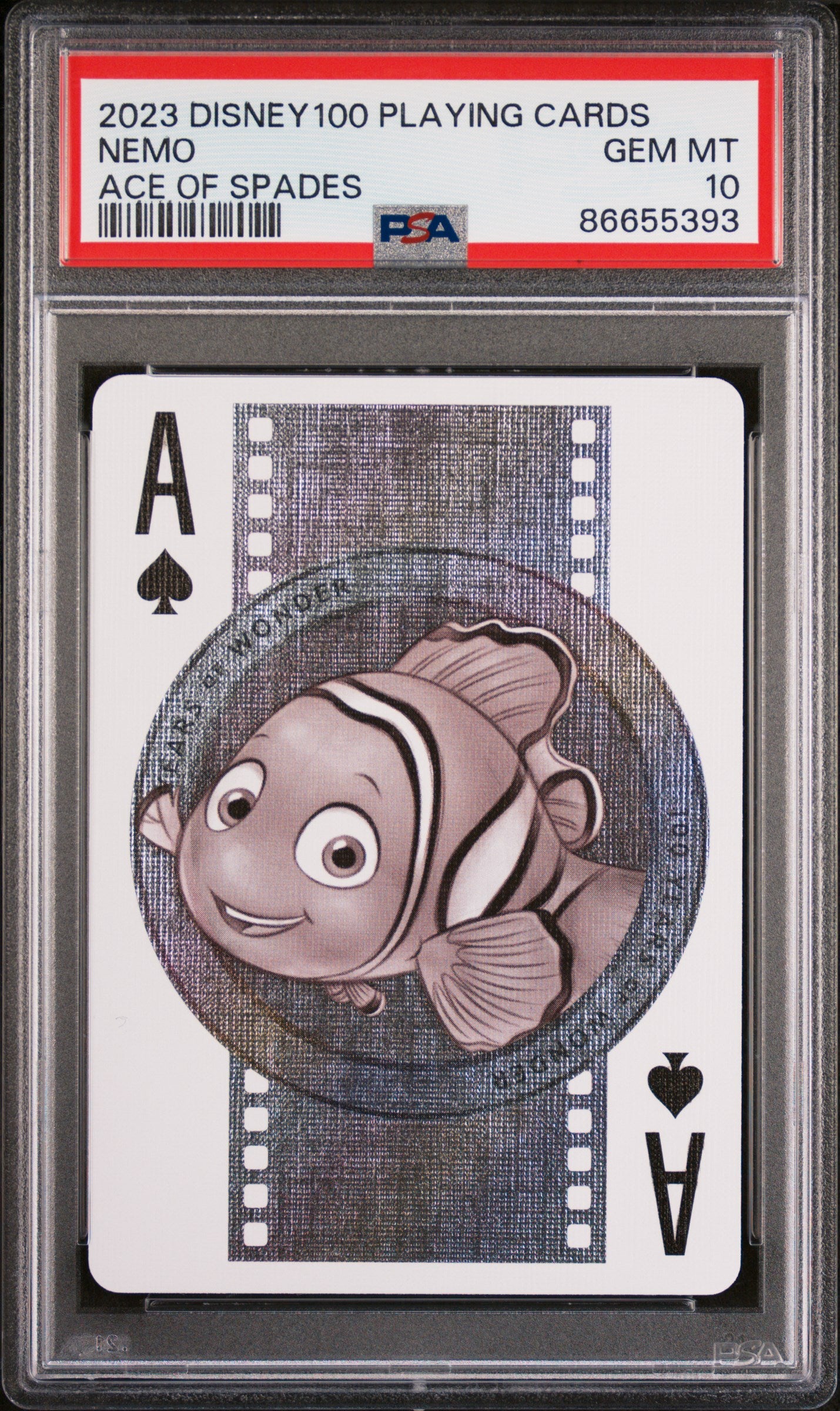 2023 Disney 100th Anniversary Nemo Themed Playing Cards - Ace of Spades PSA 10 Graded - Perfect for Collectors, Card Games, and Disney Memorabilia Enthusiasts