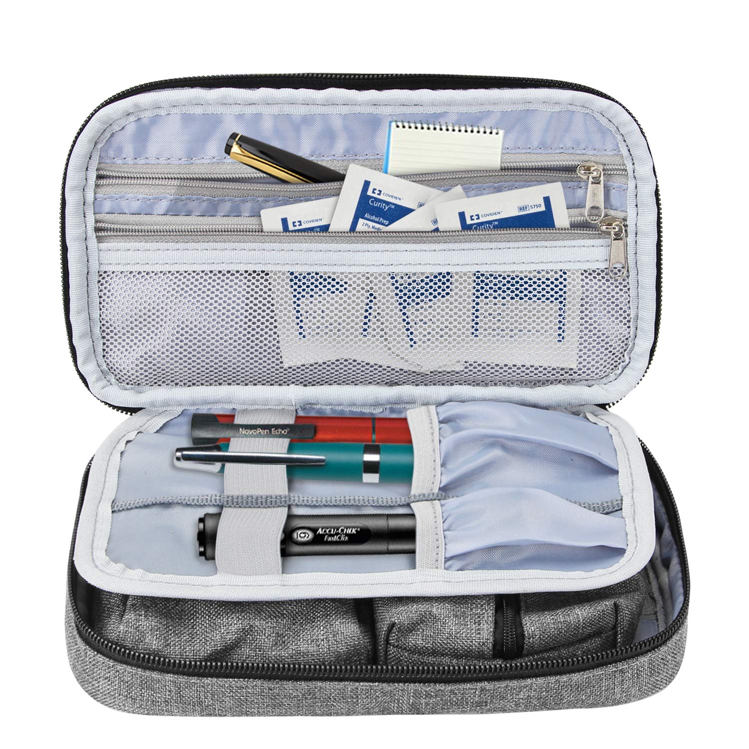 LUXJA Diabetic Travel Case for Glucose Meter & Supplies - Compact Storage Organizer for Insulin, Test Strips, Lancets | Perfect for Travel, Work & Daily Use (Gray)
