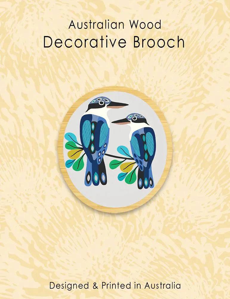 Kingfishers Wooden Brooch - Handcrafted Wooden Kingfisher Bird Pin - Perfect for Jackets, Scarves, Hats & Gift Giving