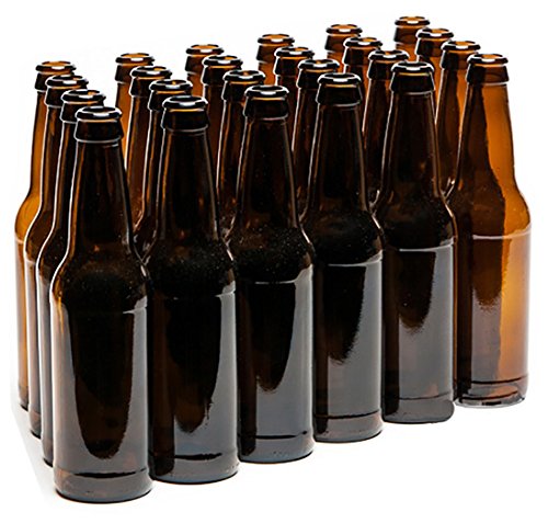 Premium 12oz Amber Longneck Beer Bottles with Crown Caps - Case of 24 - Home Brewing & Craft Beer Bottling Supplies - Perfect for Homebrewers, Microbreweries & Beer Enthusiasts