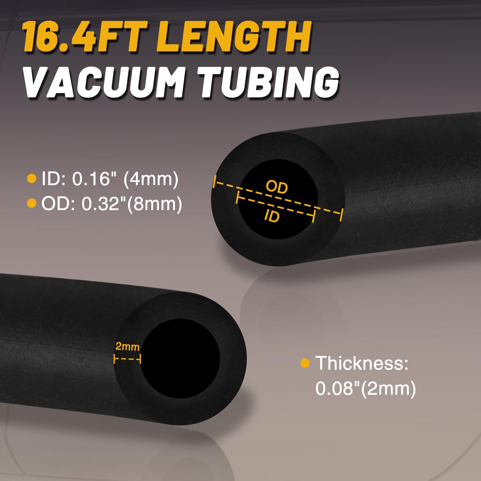 16.4FT 4mm High Temperature Silicone Vacuum Hose with 6pcs ABS Connectors - Automotive Replacement for Windshield Washer Fluid, Air Intake Systems & More - Durable & Flexible for DIY Car Repairs & Engine Maintenance