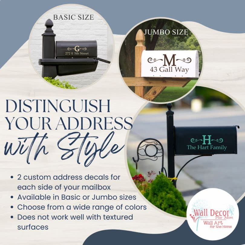 Personalized Mailbox Number Decals - Custom Monogram Letter & Street Address Wall Decor - Jumbo Size, Set of 2 - Perfect for House Numbers, Front Door Decor & Curb Appeal Enhancement