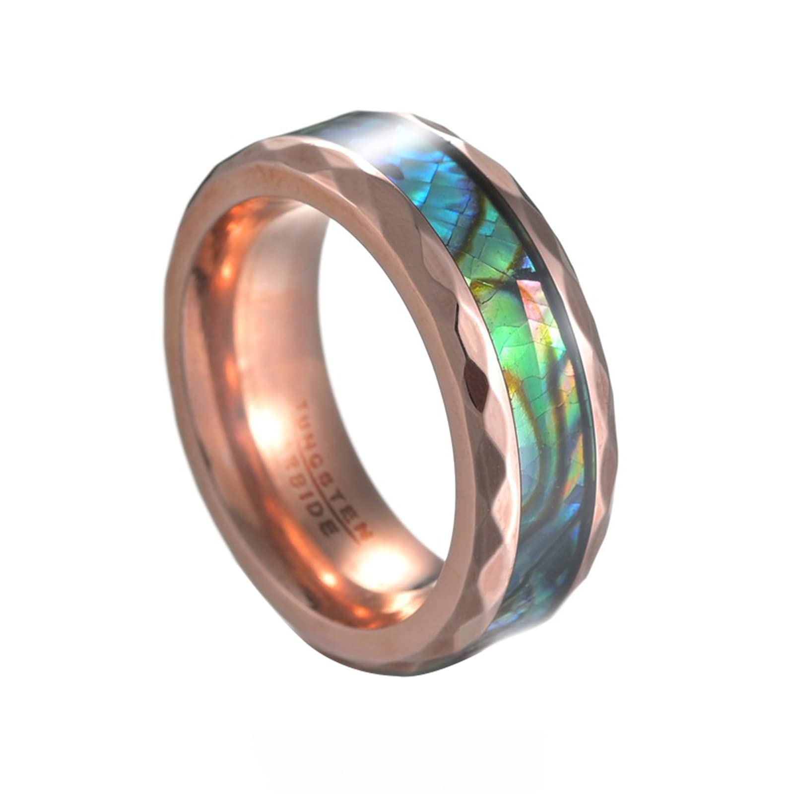 JAJAFOOK Tungsten Steel Wedding Band for Men & Women - Rhombus Cut Edge Rose Gold Plated Ring - Perfect for Anniversaries, Engagements & Everyday Wear