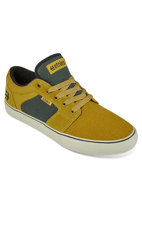 Etnies Barge LS Skate Shoes for Men - Tan/Green Color - Durable & Comfortable for Skateboarding and Casual Wear